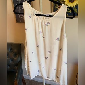 Old Navy XXL High-Neck Swing Floral White Tank